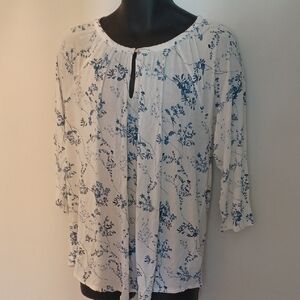 Lucky Brand Blue and White Floral Blouse
